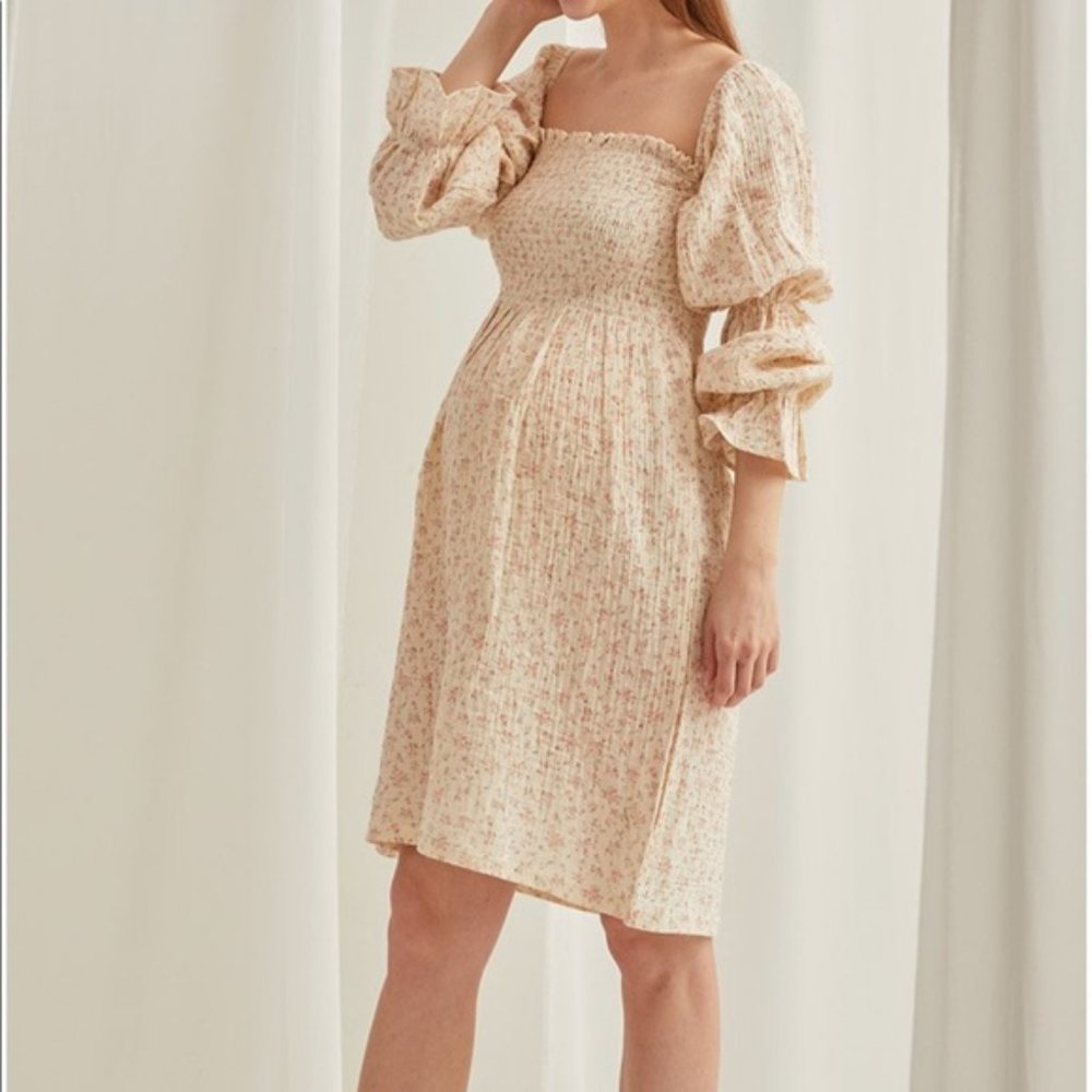 Nothing Fits But - Niko Dress - Peach Floral S/M - Maternity